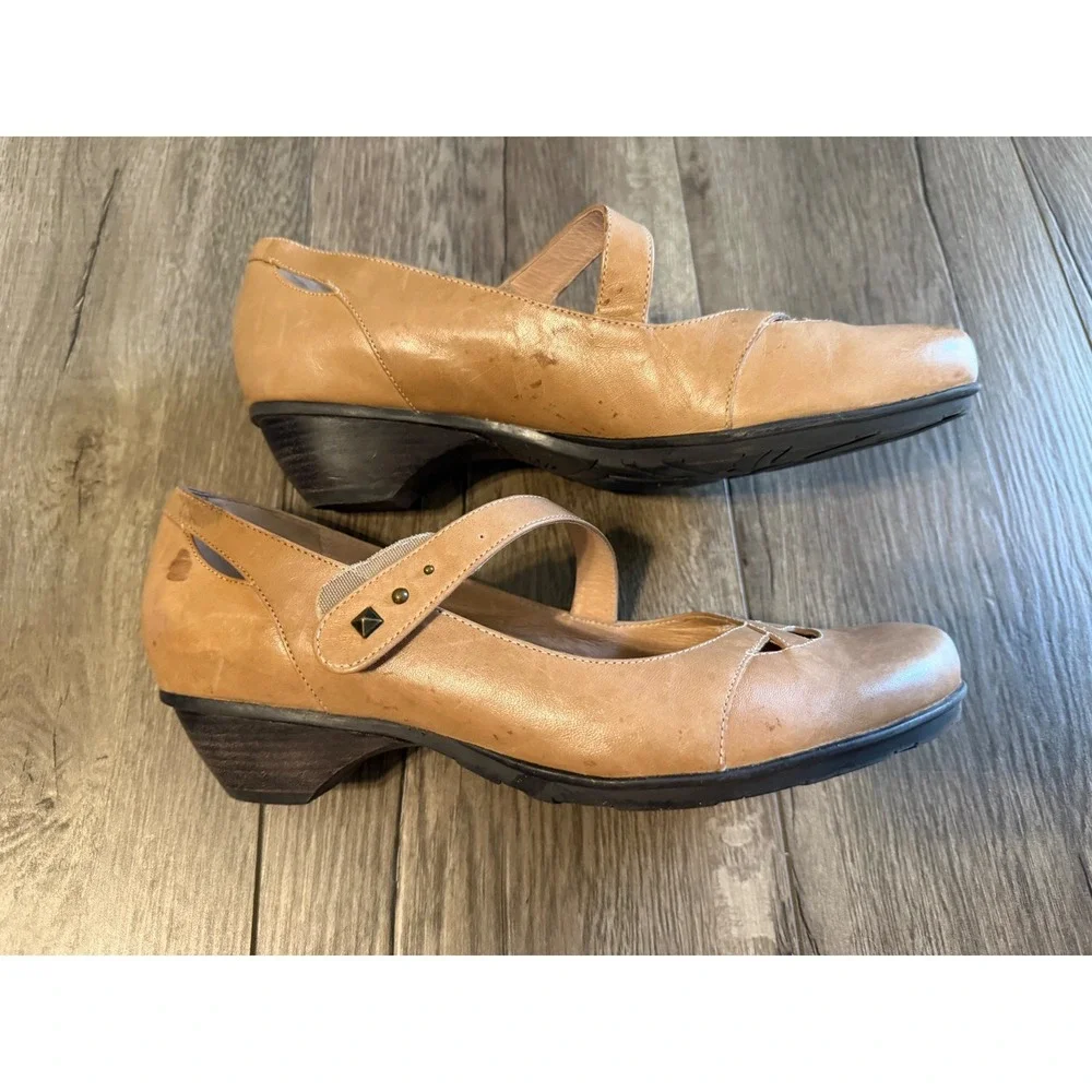 Abeo B.I.O. System Nia Tan‎ Leather Mary Jane Low Heel Comfort Shoes Womens 10 N